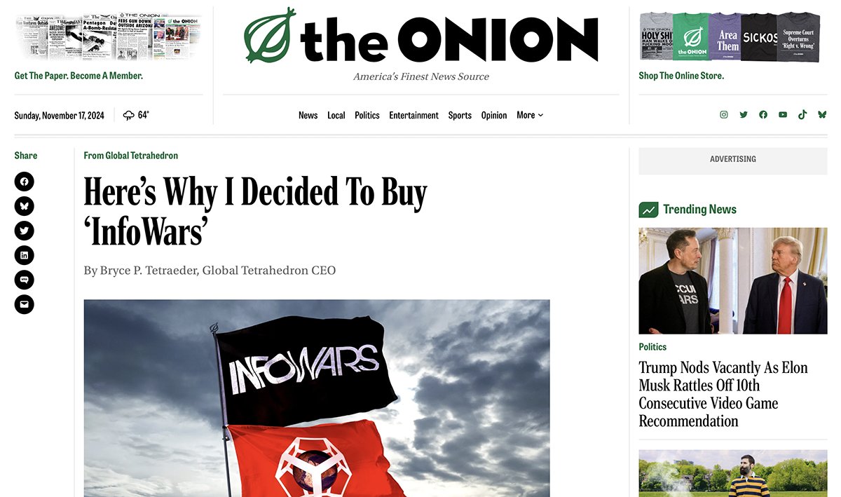 Главная страница сайта  theonion.com