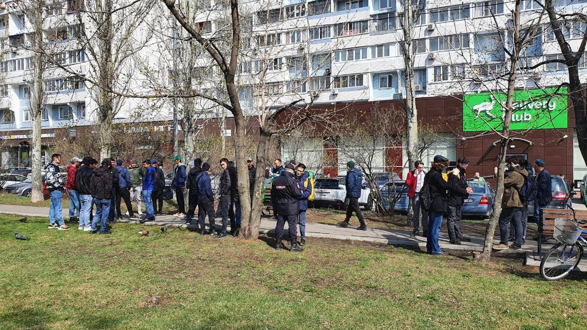 Забастовка курьеров в Москве. Фото: телеграм-канал Профсоюз Курьер