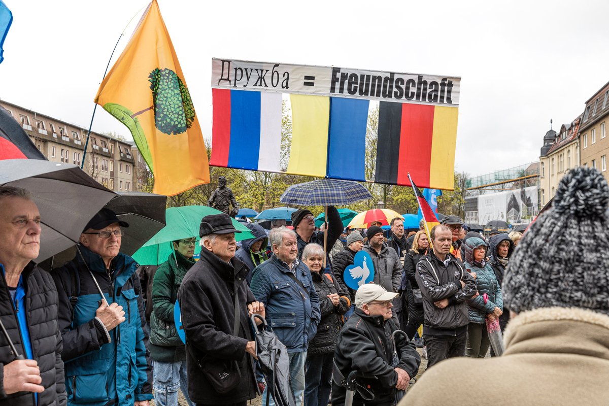 «Демонстрация мира», организованная AfD в Котбусе, Германия, 16 апреля 2023 года. Фото: Frank Hammerschmidt / dpa / picture-alliance / Scanpix / LETA