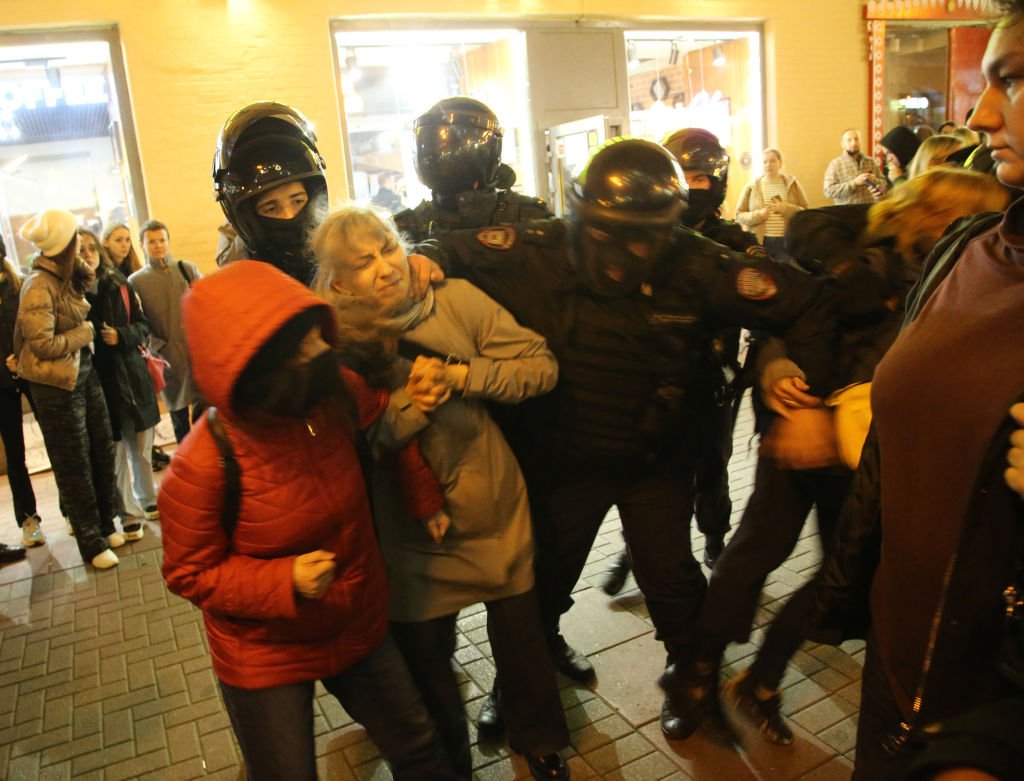 Несанкционированный антивоенный митинг. Москва, 21 сентября 2022 г. Фото: Getty Images